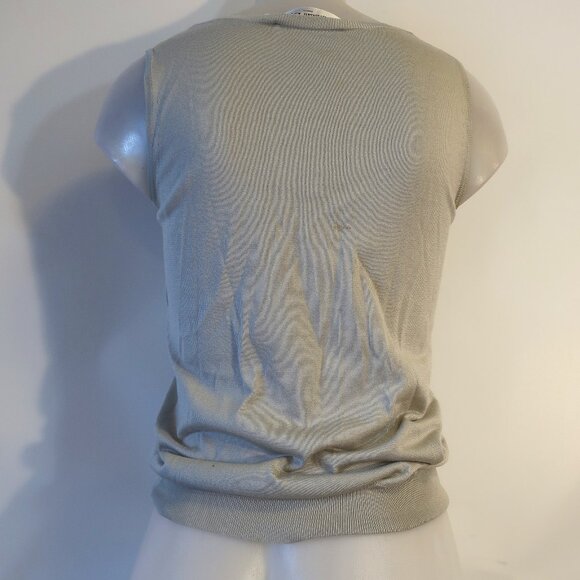 Womens Christian Dior Silver-Gray 100% Silk Sleeveless Knit Scoop Neck Top 4 - Picture 3 of 12